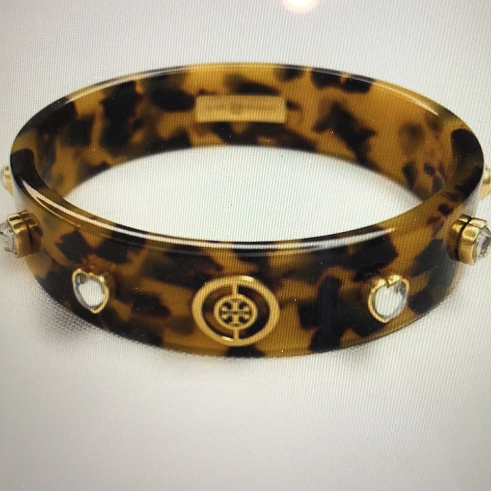 Tory Burch Split Circle Resin Bangle 87110 Rolled Brass #59 / Tortoise 200- NWT
